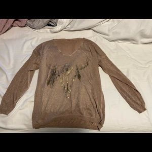 Beige flowy sparkly blouse